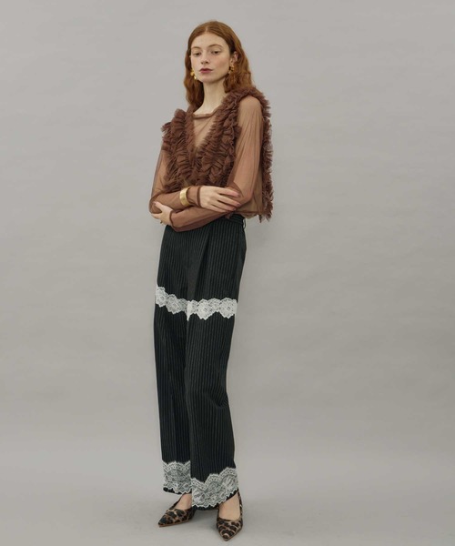 数回着美品 The Blurred ウール ストライプ柄 スラックス 32 ストライプバイカラースラックス | ファッション通販サイト NUGU