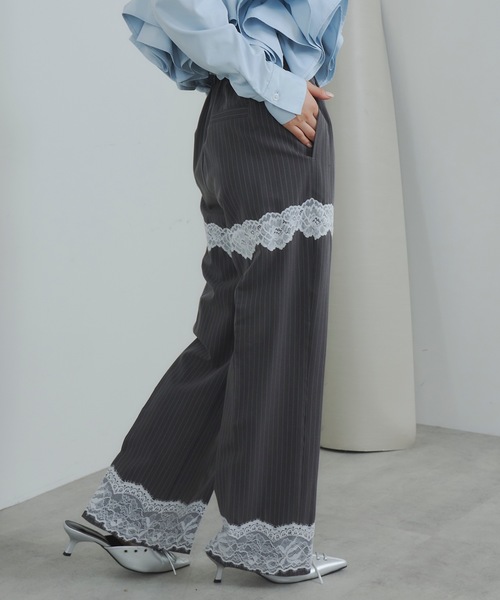 BELINDA ストレッチスラックスパンツ ストライプ柄 BELINDA STRETCH SLACKS PANTS | BELINDA OFFICIAL