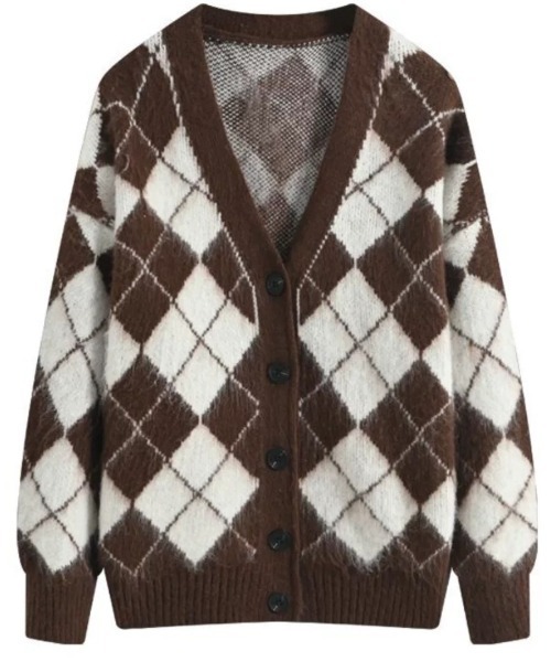 COO+i（クーイ） カーディガン シャギーアーガイルカーディガン