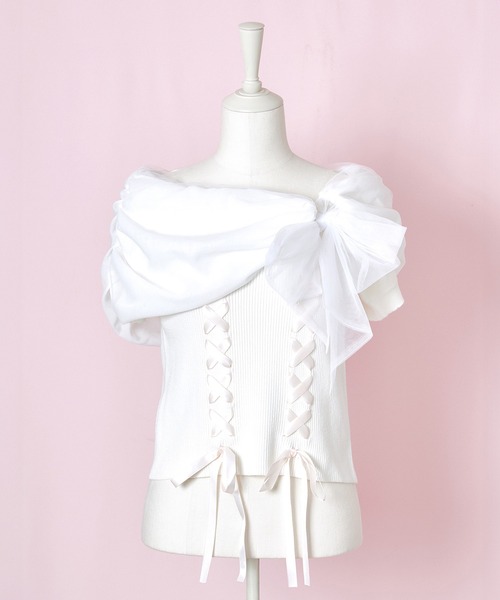 mellfy memory メルメモ ホイップcreamニットポンチョ ホワイト mellfy memory（メルフィーメモリー） ニット セーター Melty tulle