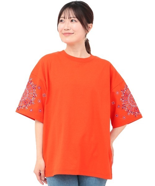 チチカカ tシャツ グアテマラ凧揚げスリーブ刺繍Tシャツ