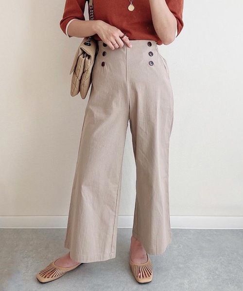 パンツ フロントボタンワイドパンツ レディース : ZOZOTOWN