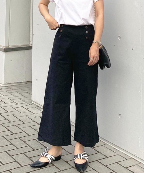 パンツ フロントボタンワイドパンツ レディース : ZOZOTOWN