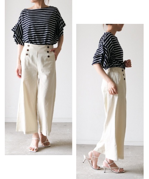 ハイウエストフロントボタンワイドパンツ-short・S・アイボリー パンツ フロントボタンワイドパンツ レディース : ZOZOTOWN