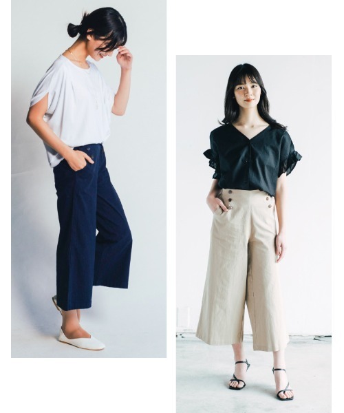 ハイウエストフロントボタンワイドパンツ-short・S・アイボリー パンツ フロントボタンワイドパンツ レディース : ZOZOTOWN