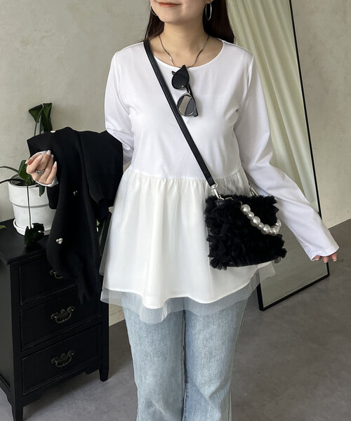 【新品タグ付】パトゥ★ボリュームペプラム Tシャツ ペプラムTシャツ｜7days Style[品番：FOKK0020041]｜F.O.Online