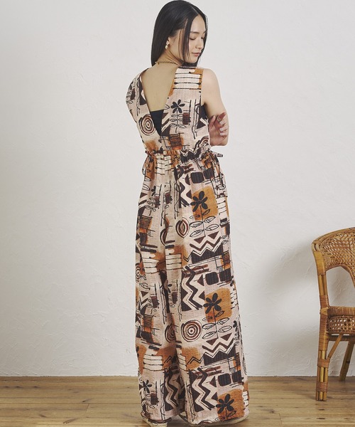 ROSE BUD 異素材コンビネーションコート S ROSE BUD オールインワン (CREOLME)PRINT COMBINAISON