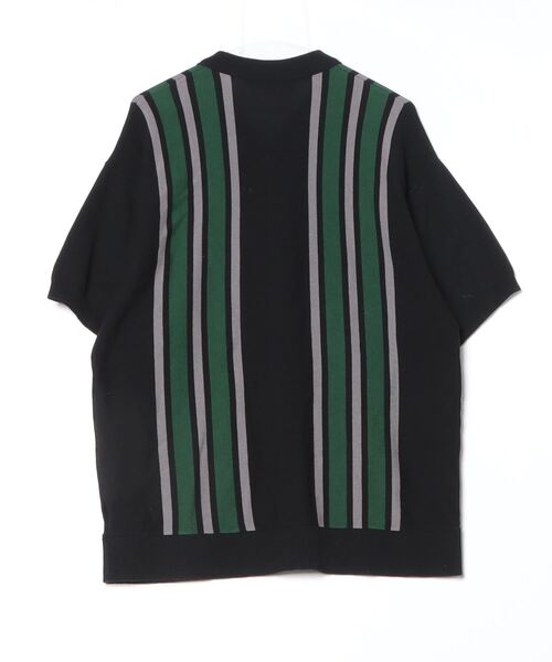 「RAGEBLUE」 ストライプ柄ニットカーディガン M グリーン メンズ_画像2