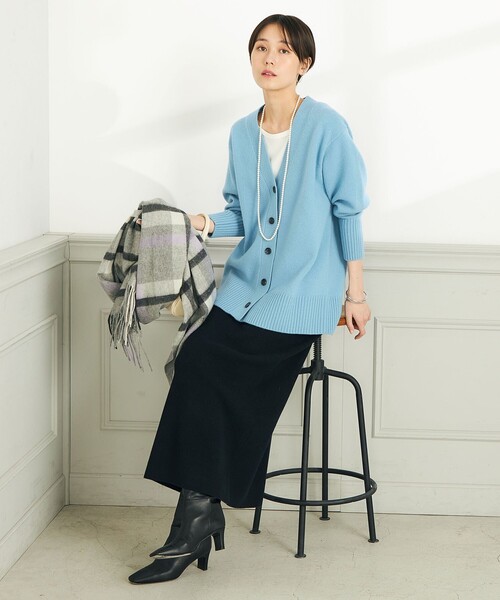 NOLLEY'S（ノーリーズ） ニットカーディガン FREE グレイッシュブルー