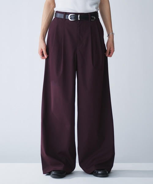 Adoon plain スラックス ASSORTED 2 TUCK WIDE SLACKS