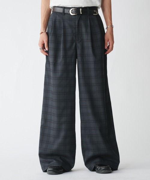 Adoon plain スラックス ASSORTED 2 TUCK WIDE SLACKS