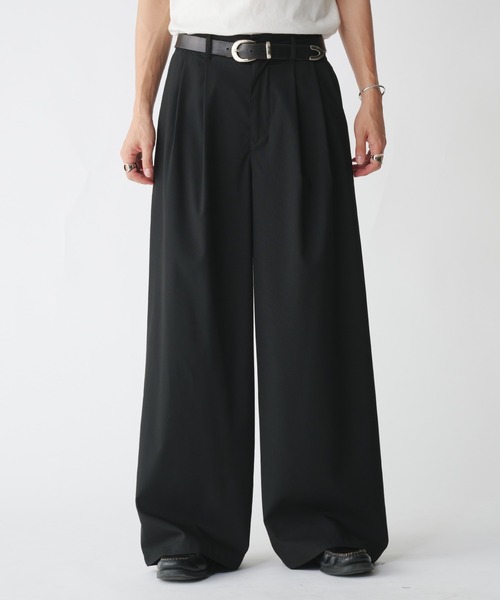 Adoon plain スラックス ASSORTED 2 TUCK WIDE SLACKS