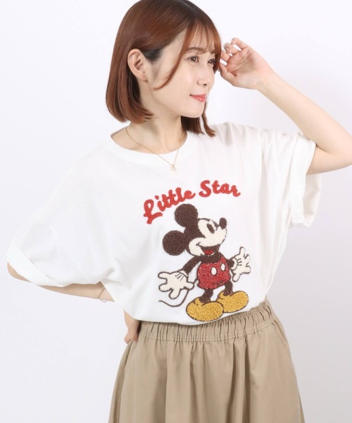 Disney tシャツ Disney（ディズニー）キャラクター刺繍・サガラ
