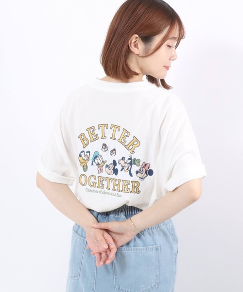 Disney tシャツ Disney（ディズニー）キャラクター刺繍・サガラ
