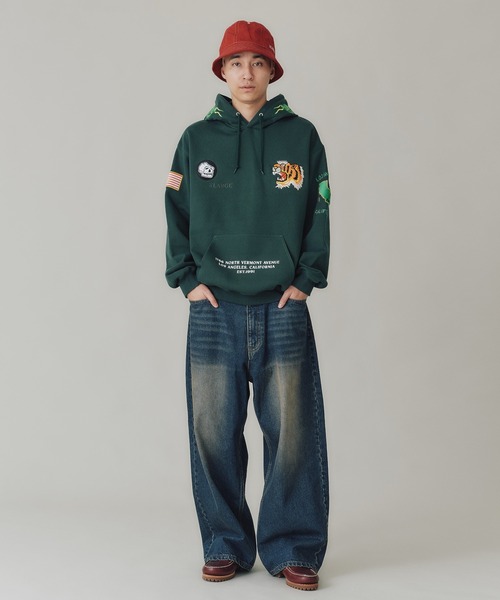 XLARGEネイビーパーカー XLARGE パーカー MULTI EMBLEM ZIP HOODED SWEATSHIRT メンズ