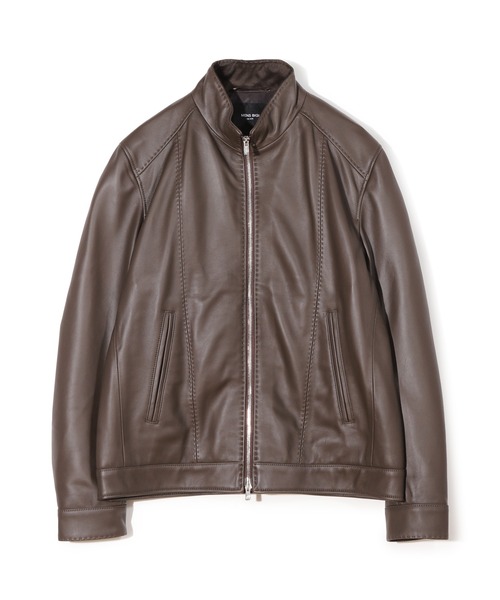 専用　メンズビギ　レザージャケット　羊革　ブラウン MEN'S BIGI（メンズビギ） 革ジャン ライダース スタンドカラー