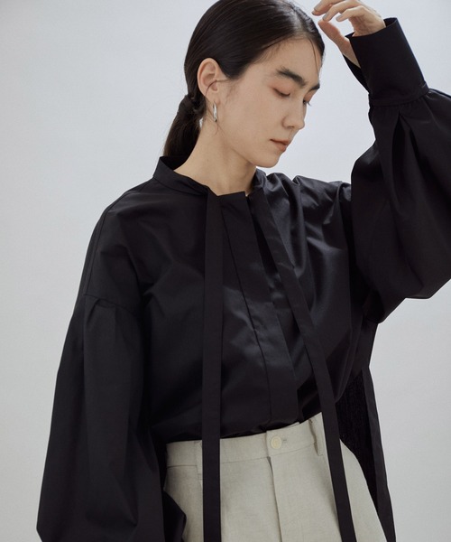 「ADAM ET ROPE'」 長袖ブラウス FREE ネイビー レディース SALON adam et rope' 「SALON rope'」 長袖ブラウス FREE