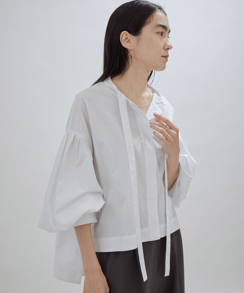 「ADAM ET ROPE'」 長袖ブラウス FREE ネイビー レディース ADAM ET ROPE' ブラウス シャツ ロング＆ナローシャツ