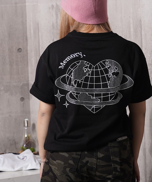 MEMORY tシャツ 「MEMORY」ラインストーン アースハート S/S T