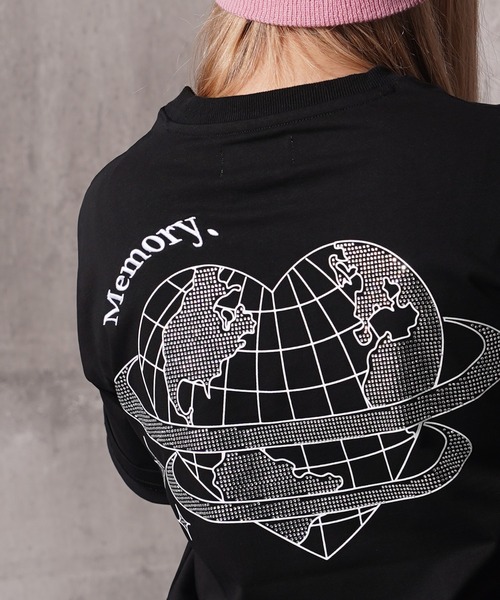 MEMORY tシャツ 「MEMORY」ラインストーン アースハート S/S Tシャツ