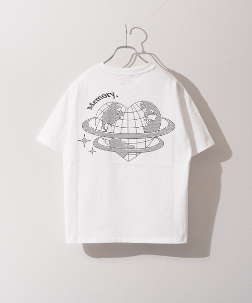 MEMORY tシャツ 「MEMORY」ラインストーン アースハート S/S Tシャツ
