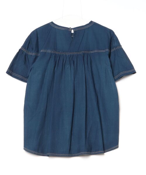 ブラウス シャツ EGLANTINE ダンガリーティアード半袖ブラウス レディース EGLANTINE ブラウス シャツ ダンガリーティアード半袖ブラウス