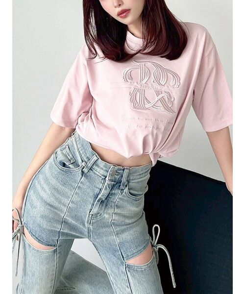 tシャツ エンブロイダリーロゴTシャツ レディース