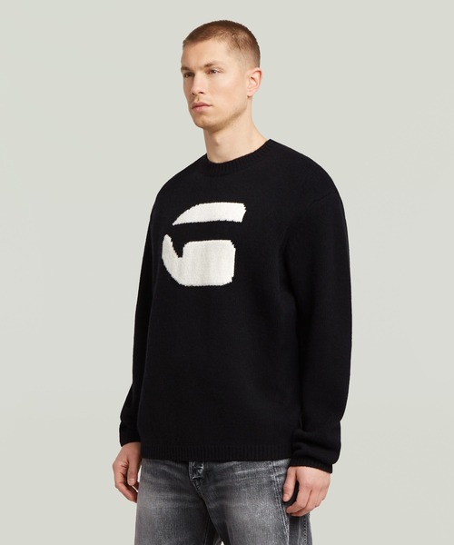 【G-Star RAW】 セーター G-STAR RAW セーター ニット G LOGO RELAXED KNIT/クラシックロゴ