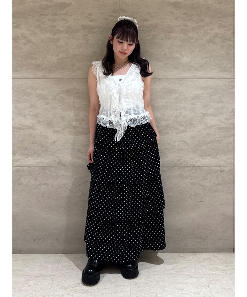 jouetie スカート パターンティアードロングスカート ドット柄