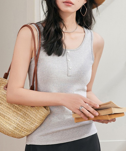 DAY CLOSET タンクトップ ノースリーブ レディース ミドル丈シェル風