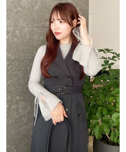 @出品 dazzlin ニット セーター ヘムレースリブニットトップス