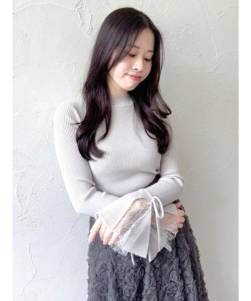 @出品 dazzlin ニット セーター ヘムレースリブニットトップス
