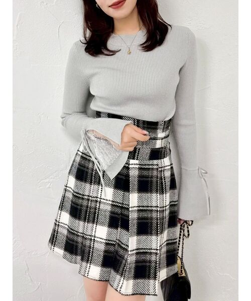 @出品 dazzlin ニット セーター ヘムレースリブニットトップス