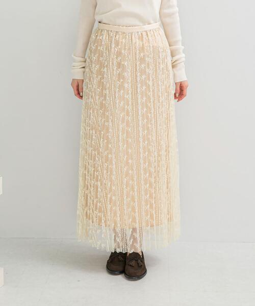 2WAY LACE LAYERED SKIRT （IVORY）サイズ1 スカート CLANE（クラネ）の「2WAY LACE LAYERED SKIRT（スカート）」 - WEAR