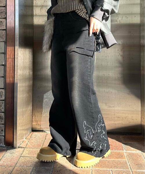 「sedacle」 加工ブーツカットデニムパンツ LARGE ブルー メンズ