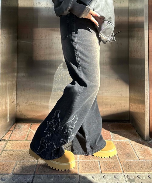 「sedacle」 加工ブーツカットデニムパンツ LARGE ブルー メンズ
