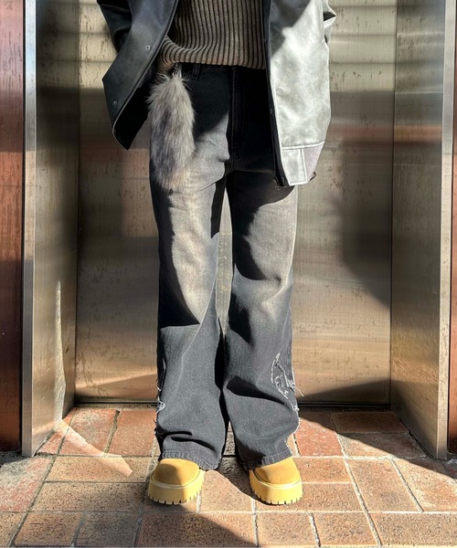 「sedacle」 加工ブーツカットデニムパンツ LARGE ブルー メンズ