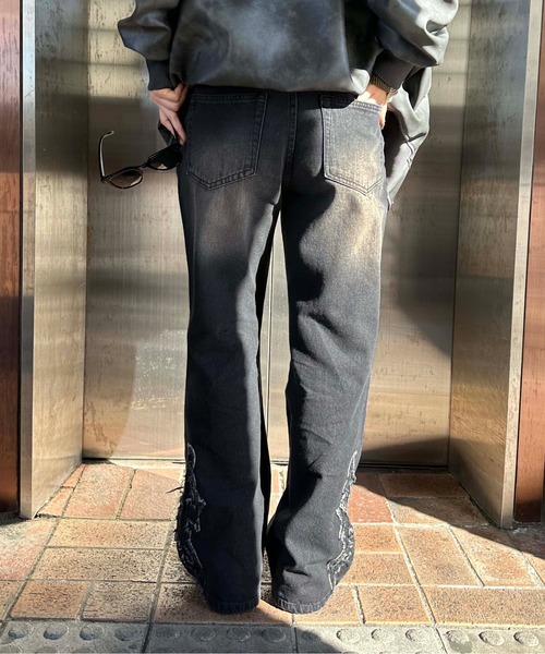 「sedacle」 加工ブーツカットデニムパンツ LARGE ブルー メンズ