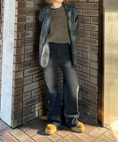 「sedacle」 加工ブーツカットデニムパンツ LARGE ブルー メンズ