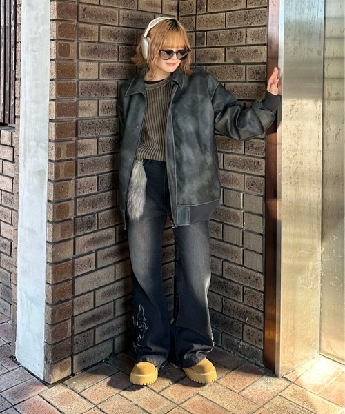 「sedacle」 加工ブーツカットデニムパンツ LARGE ブルー メンズ