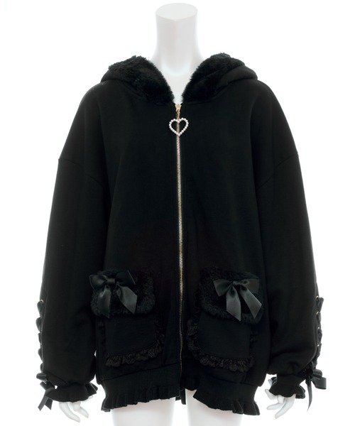 secret ブラックパーカー シークレット おまけ付 Secret Honey（シークレットハニー） パーカー うさ耳ファーパーカー