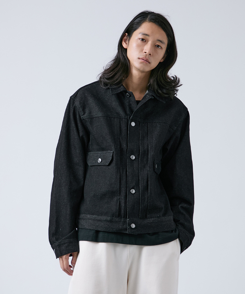 feinicko 78” リジットデニムジャケット　ブラック　M B.C STOCK（ベーセーストック） デニムジャケット gジャン 「追加3
