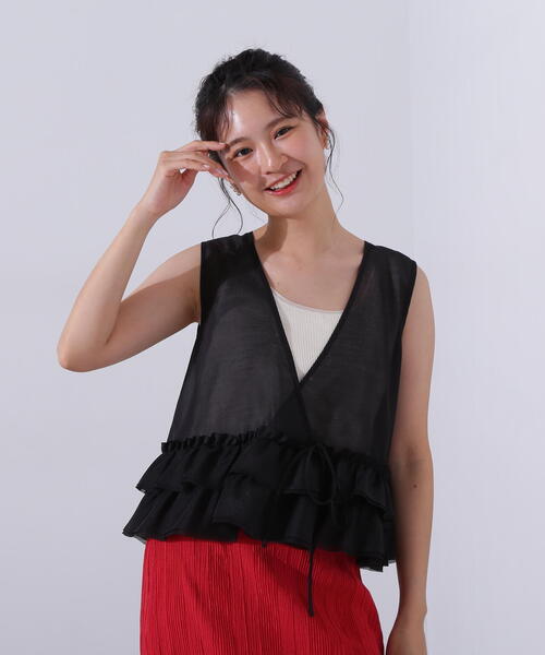 「N.(N. Natural Beauty Basic)」 ノースリーブブラウス MEDIUM ブラック レディース_画像3