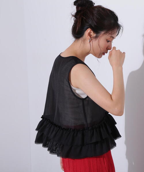 「N.(N. Natural Beauty Basic)」 ノースリーブブラウス MEDIUM ブラック レディース_画像4