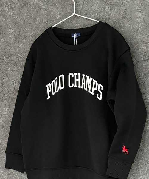トレーナー 「POLO CHAMPS」 綿タッチ 裏起毛 ピリング加工 オーバー