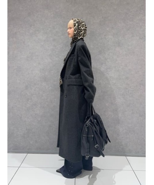 P384 美品 M ラジョコンダ ロングコート ブラック グレー レディース MANTECO Soutien ロングコート（ステンカラーコート）｜JOURNAL