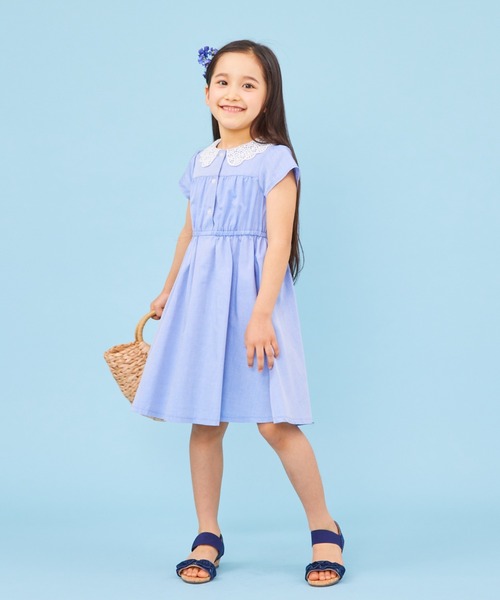 「CHOPIN」 「KIDS」半袖ワンピース 130cm サックスブルー キッズ_画像2