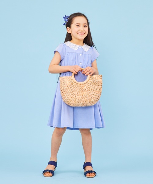 「CHOPIN」 「KIDS」半袖ワンピース 130cm サックスブルー キッズ_画像3