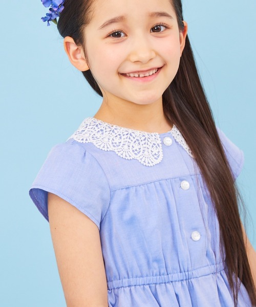 「CHOPIN」 「KIDS」半袖ワンピース 130cm サックスブルー キッズ_画像6