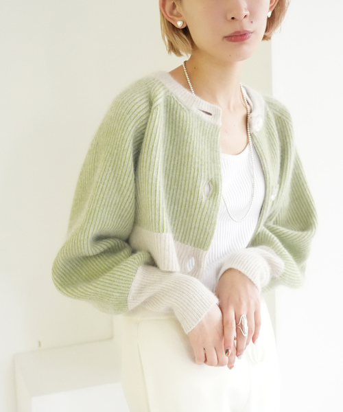 「SLOBE citron.」 ニットカーディガン FREE ブルー レディース_画像3